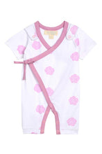 Load image into Gallery viewer, Smart Short Sleeve Kimono Romper + Bib - Pink Rose
