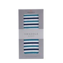 Load image into Gallery viewer, Blue and White Stripe Swaddle
