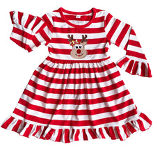 Load image into Gallery viewer, AnnLoren Girls Boutique Red Stripe Christmas Rudolf the Reindeer Swing
