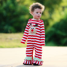 Load image into Gallery viewer, AnnLoren Baby/Toddler Girls Boutique Christmas Reindeer Red Striped
