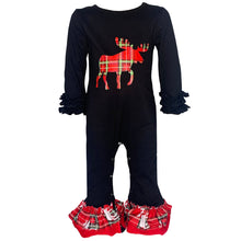 Load image into Gallery viewer, Baby Girls Christmas Plaid Reindeer Holiday Cotton Romper AL Limited
