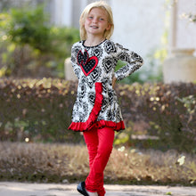 Load image into Gallery viewer, AnnLoren Girls Winter Damask Valentine&#39;s Heart Holiday Dress Tunic &amp;
