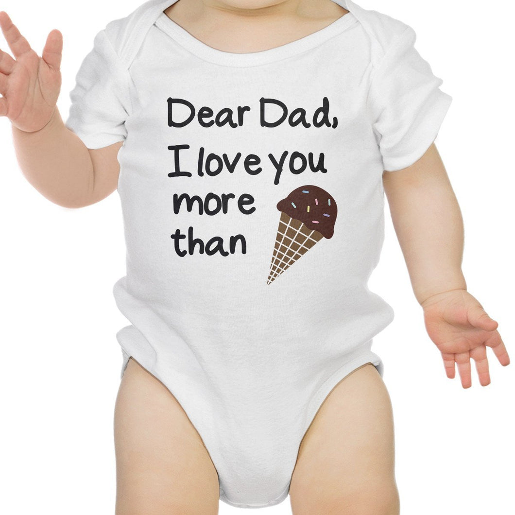 Dear Dad Icecream White Funny Design Baby Bodysuit