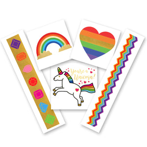 RAINBOW VARIETY SET - METALLIC TEMPORARY FLASH TATTOOS