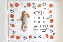 Load image into Gallery viewer, Sports Baby Milestone Blanket- Double Sided for 0-24 Months
