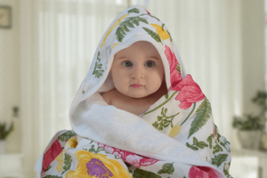 Baby Bamboo Hooded Towel, Double Layers of Muslin & Terry, Floral