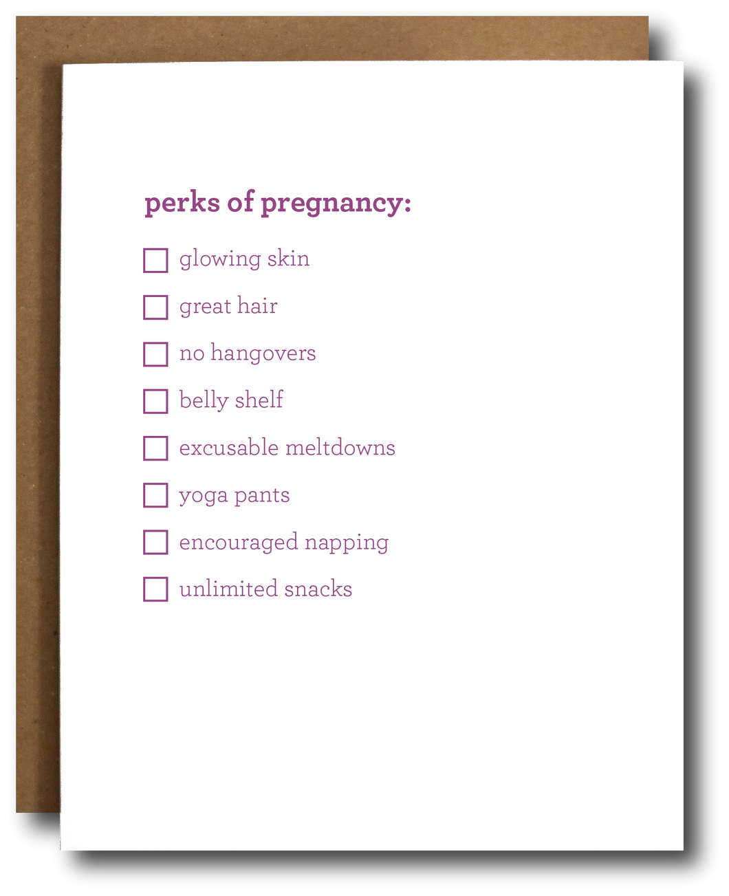 Perks of Pregnancy Card