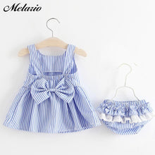 Load image into Gallery viewer, Melario Baby Clothing Sets Summer Striped Dress and Shorts 2Pcs
