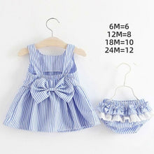Load image into Gallery viewer, Melario Baby Clothing Sets Summer Striped Dress and Shorts 2Pcs
