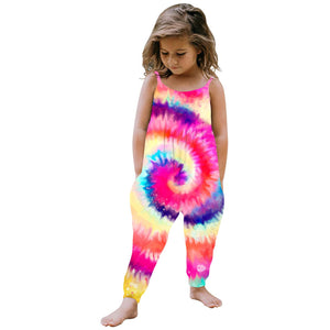 Children Summer Clothing Toddler Kids Baby Girl Tie Dye Halter Romper