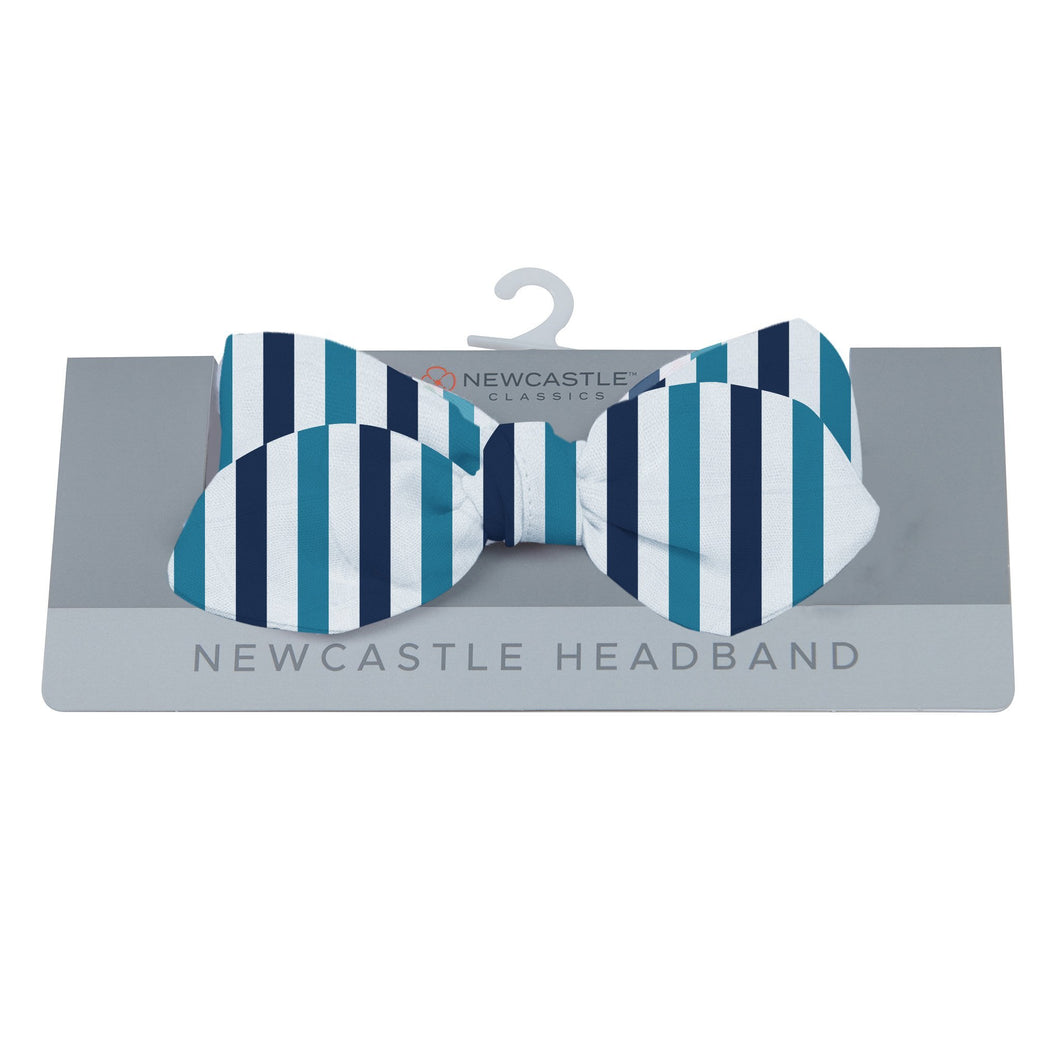 Blue and White Stripe Bamboo Baby Headband