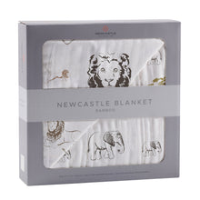 Load image into Gallery viewer, Hear Me Roar Lion and Rhinos and Elephants Newcastle Blanket
